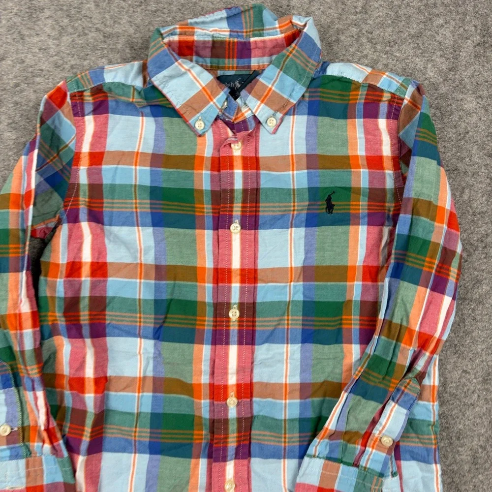 Ralph Lauren Button Down Boys Size 6 Multi Color Plaid Long Sleeve Shirt